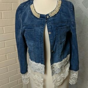 NWT Lace jean jacket!!!:)